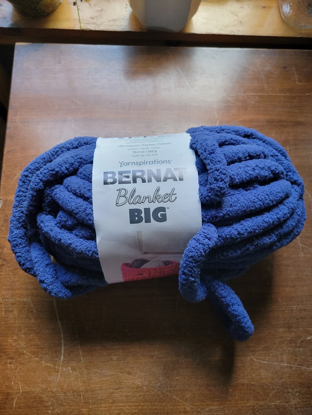 Skein of Bernat Blanket Big yarn Navy